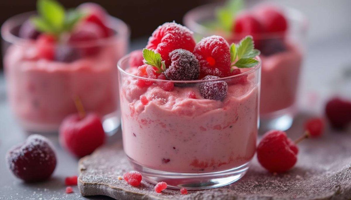 découvrez la mousse glacée aux fruits rouges, un dessert léger et délicieux