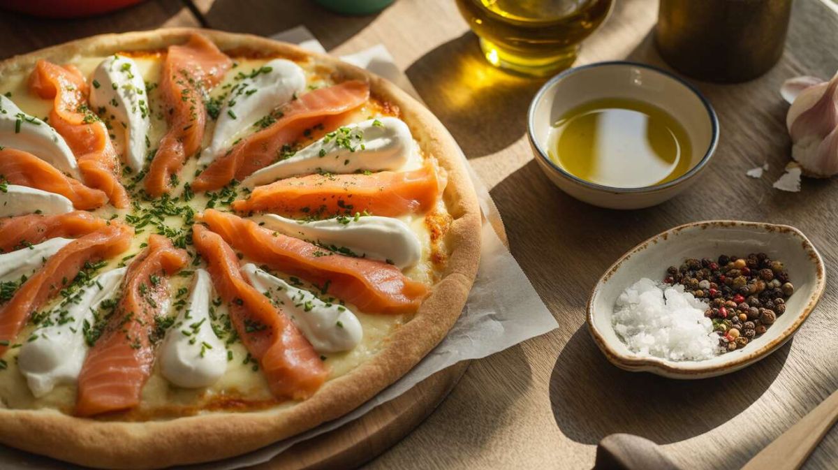 Une pizza délicate au saumon et fromage frais qui va surprendre vos invités